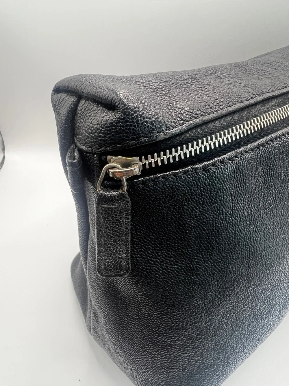 CHANEL Vintage Black Caviar Leather Large Toiletry Cosmetic Bag 11-Series